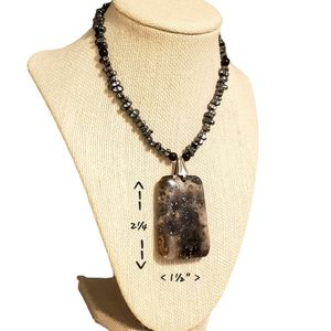 20" Fossil Coral Gemstone Necklace with Hematite